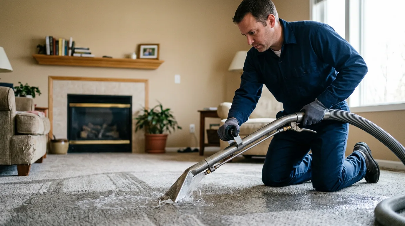Water damage restoration technician working near Lakeville, NY